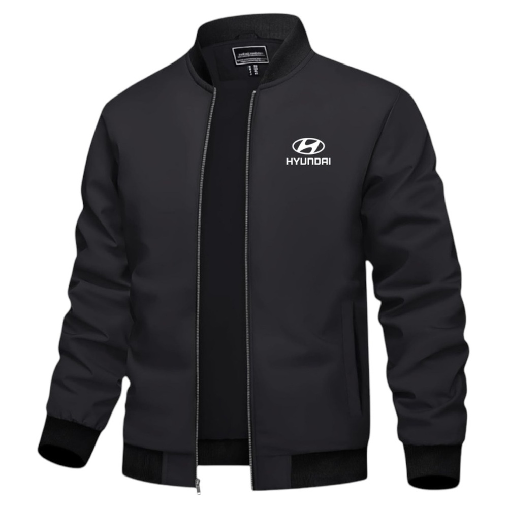 Men's Hyundai Car Logo Light Weight Bomber Jacket -Black